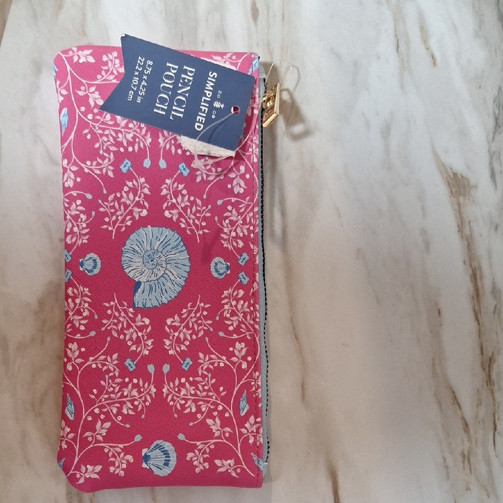 Simplified by Emily Ley Pink Shell Pencil Pouch – NWT